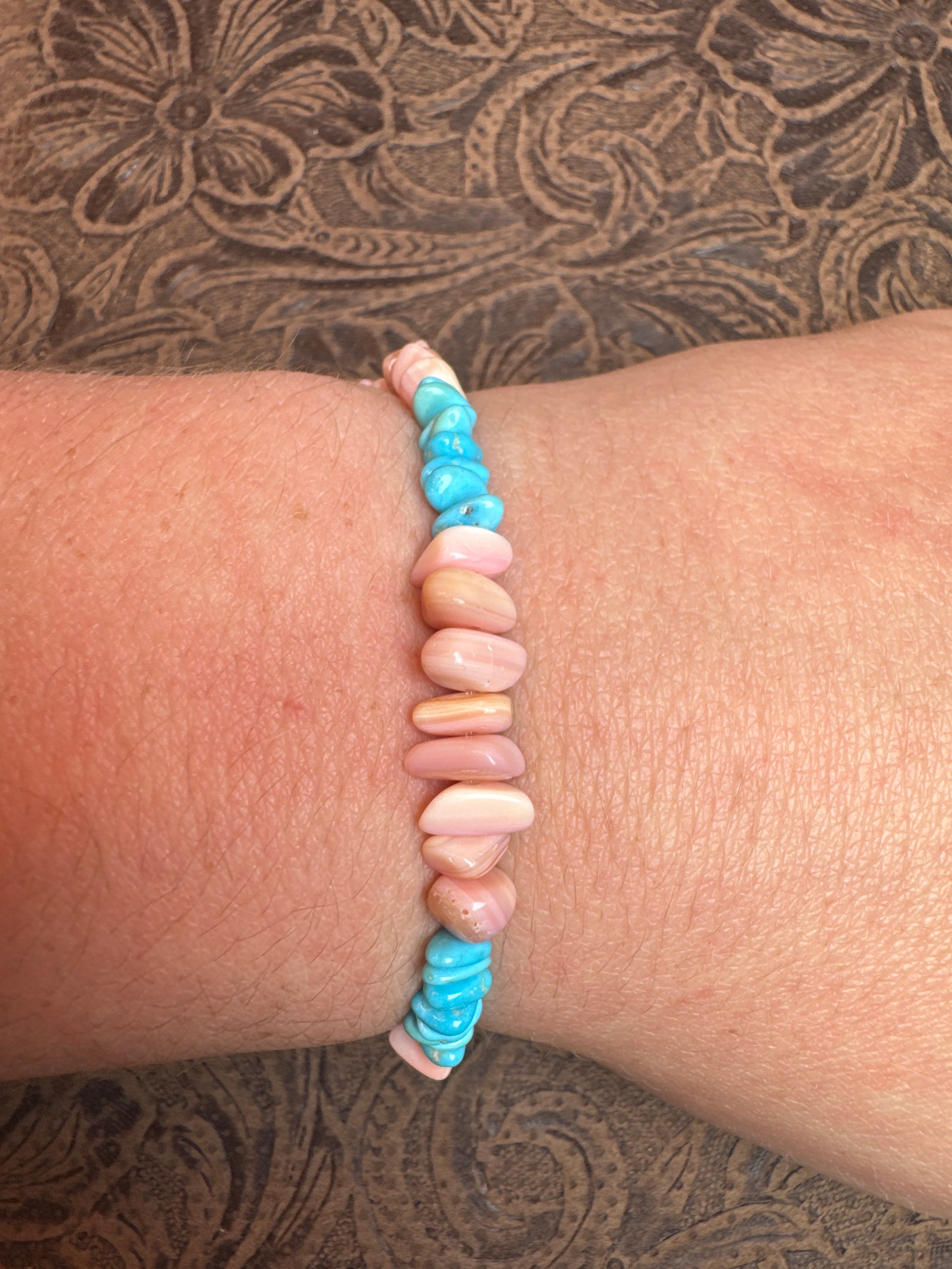Kingman and Pink Conch Stretch Bracelet- Non-Native