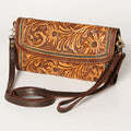 Floral Tooled Leather Crossbody Wallet