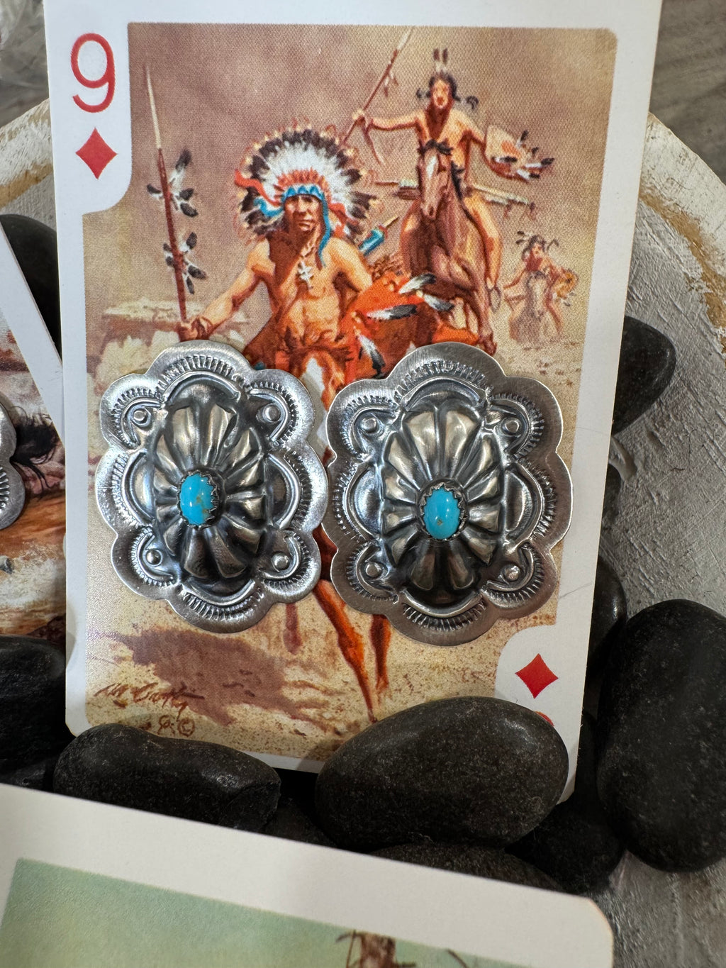 Sterling Silver Concho Earrings by Lavina Benally