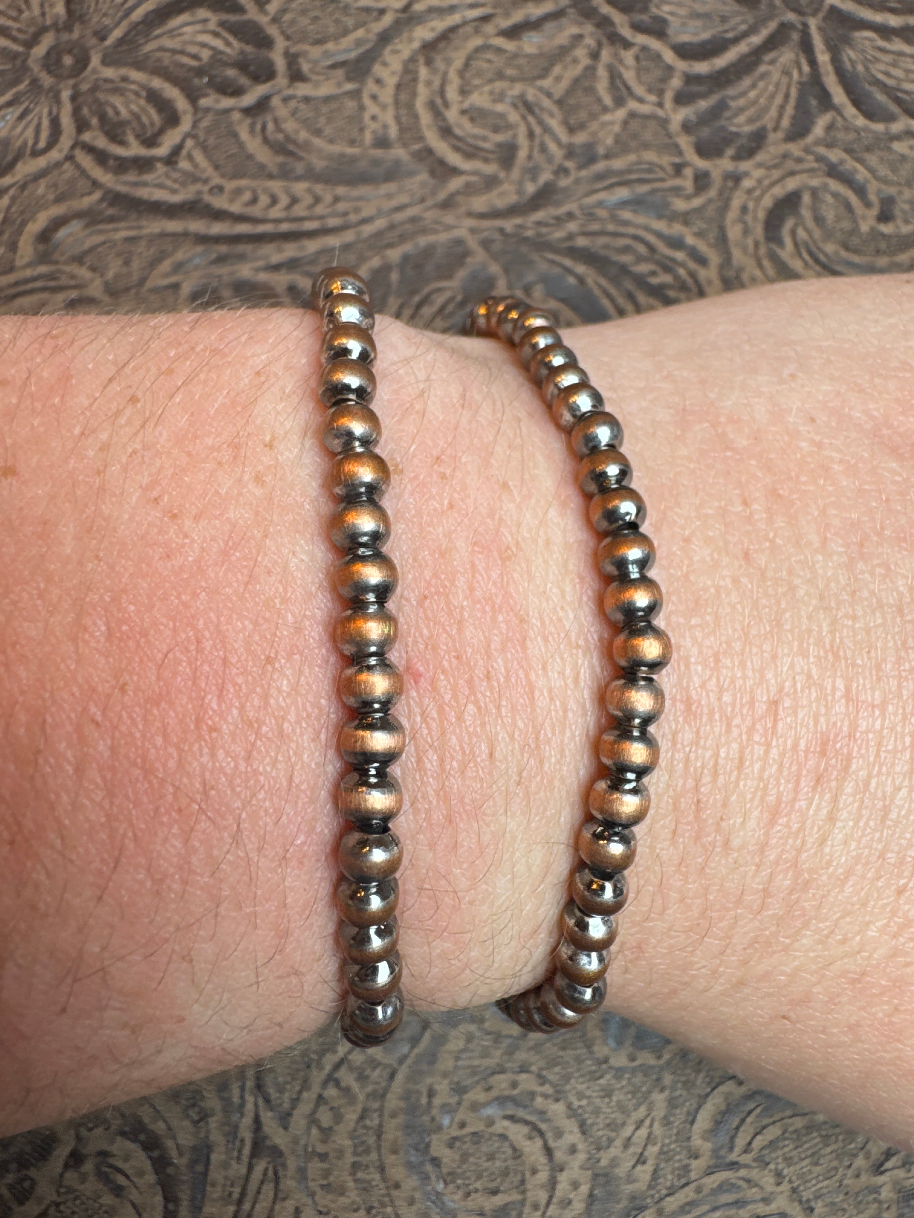 Oxidized 4MM Copper Stretch Bracelet- Non-Native