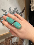 Kingman Turquoise Two-Stoned Ring by Lu Silversmith