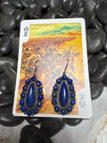 Sterling Silver Blue Lapis Cluster Earrings Stamped RB