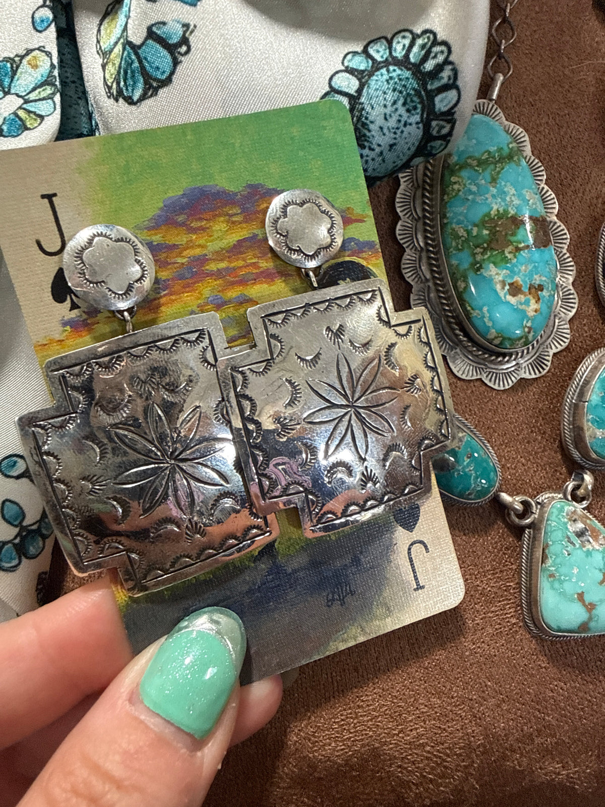 Sterling Silver Stamped Cross Earrings- Stamped JG