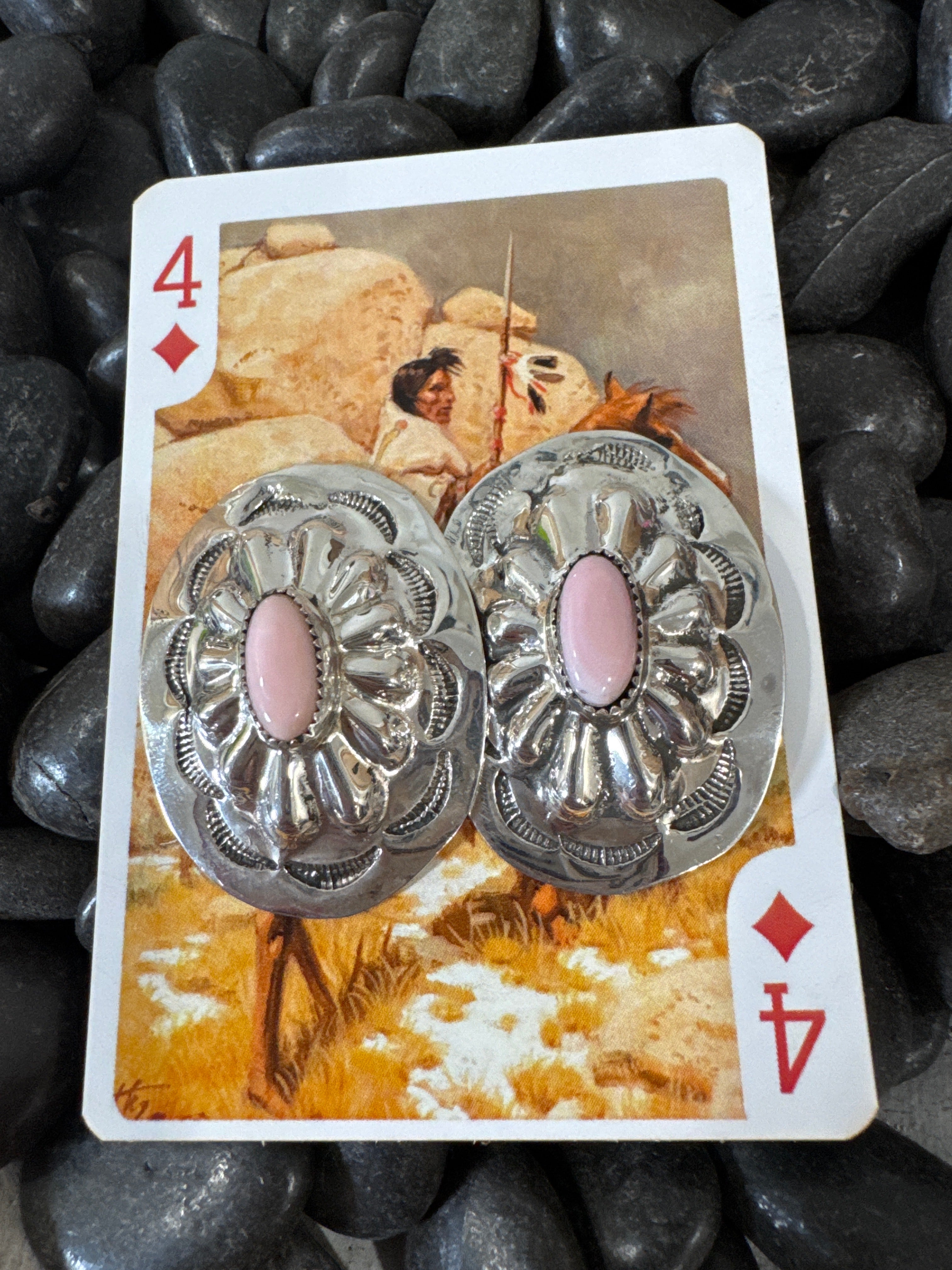 Pink Conch Concho Earrings- Stamped Y