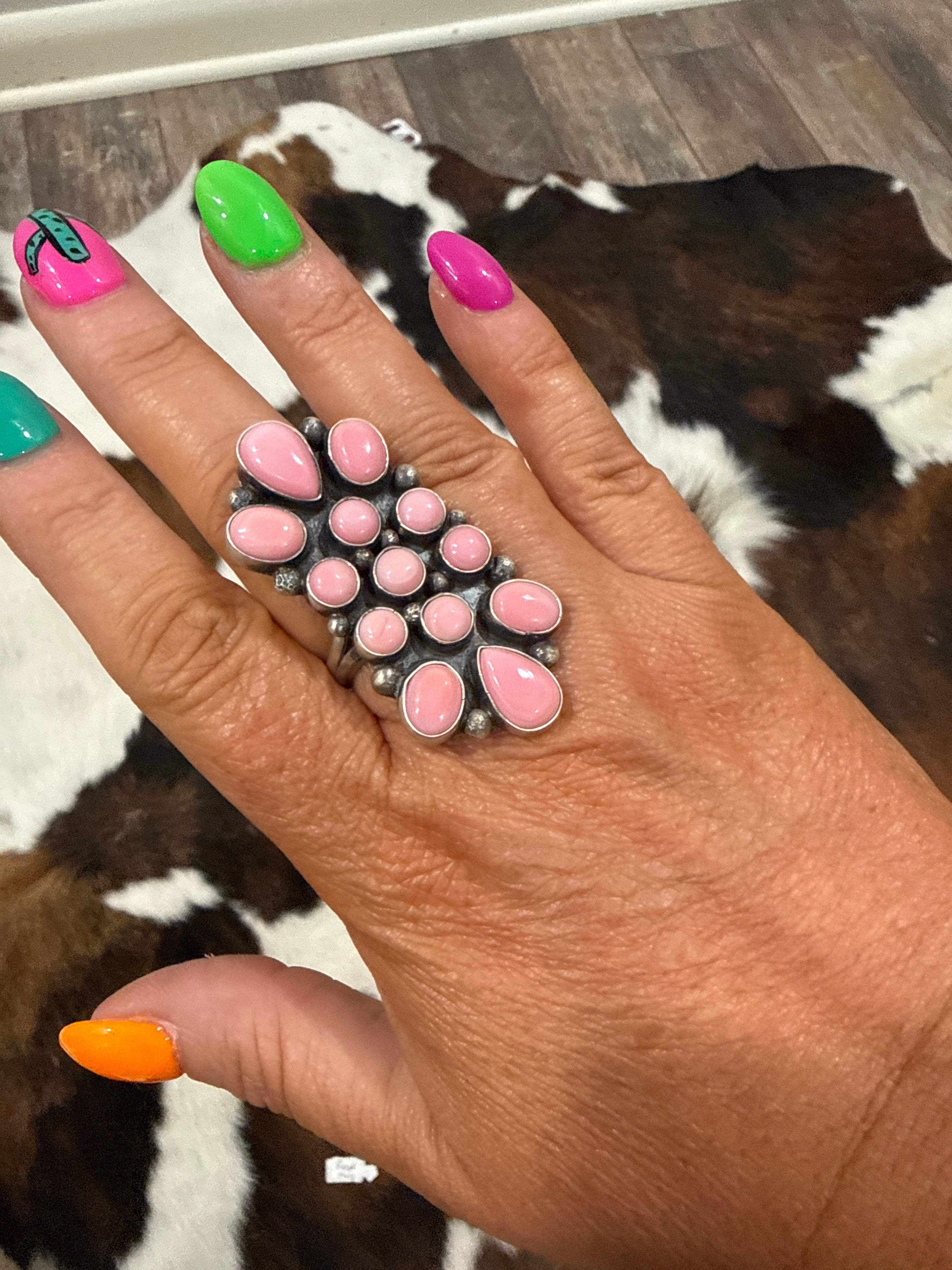 Pink Conch Adjustable Ring - Stamped Sheila