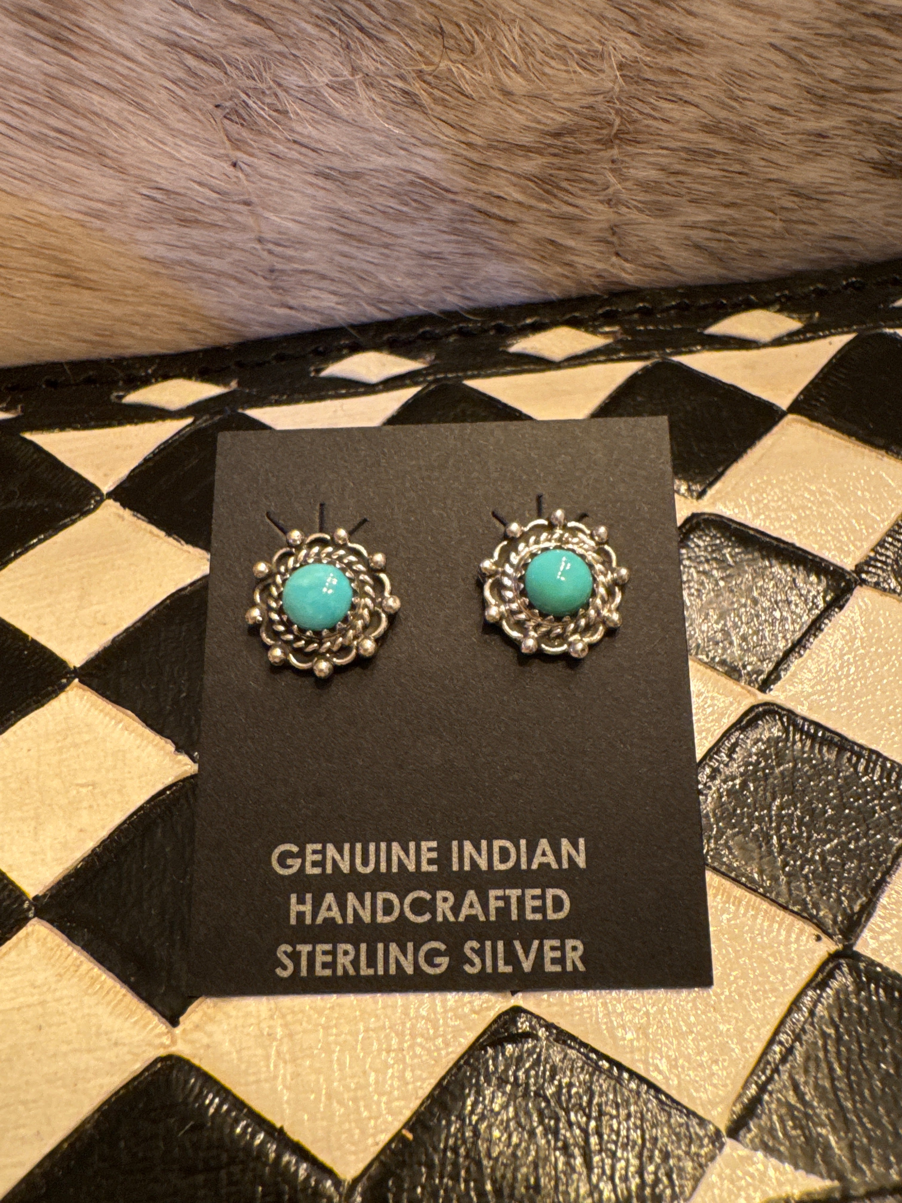 Robert Martinez Sterling Silver Studs with Kingman Turquoise