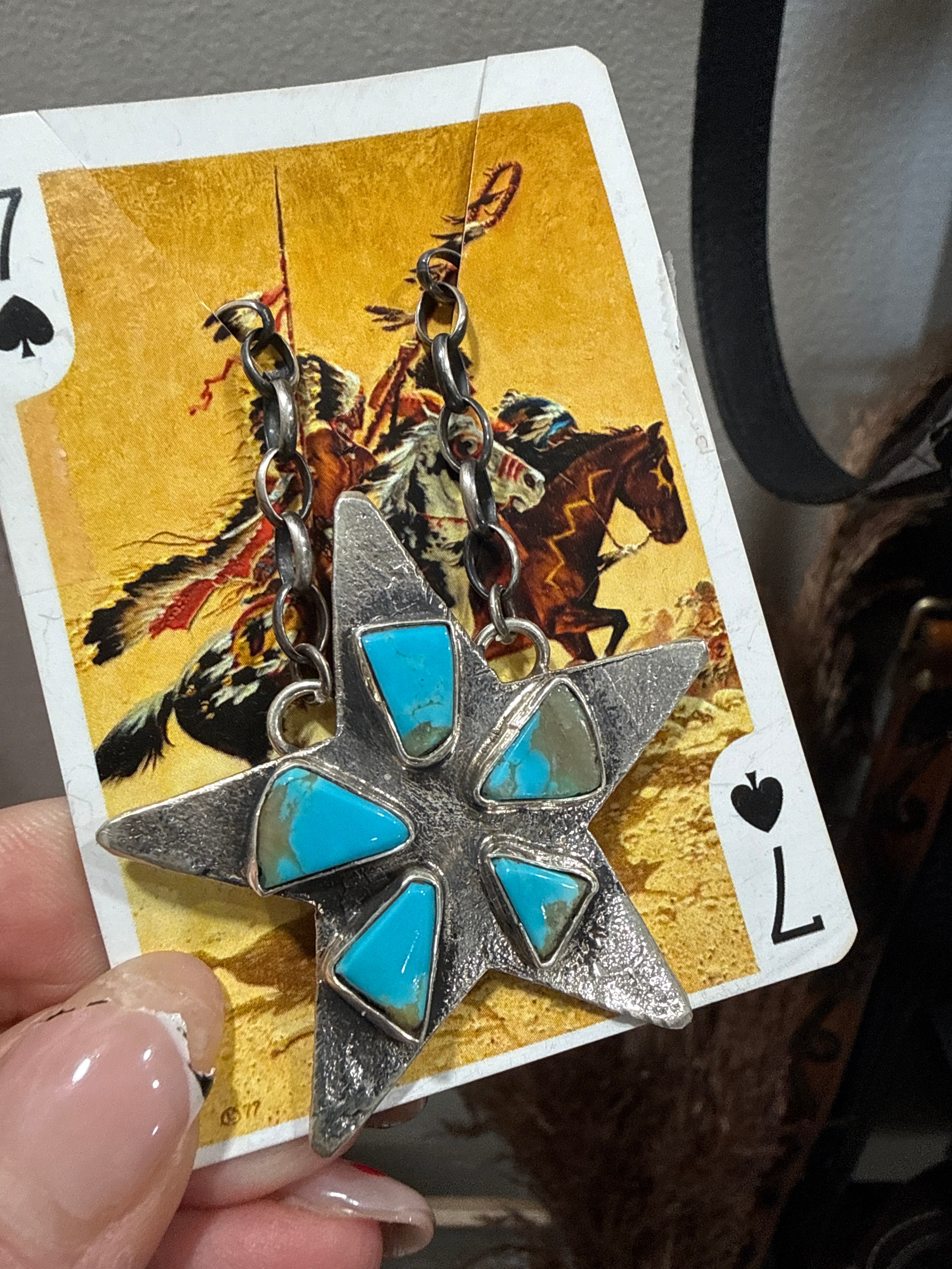 Navajo Handmade Jude Candelaria Kingman Star Necklace