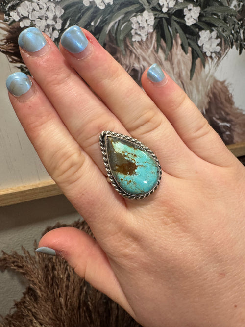#8 Turquoise Adjustable Rings- Stamped L.C.