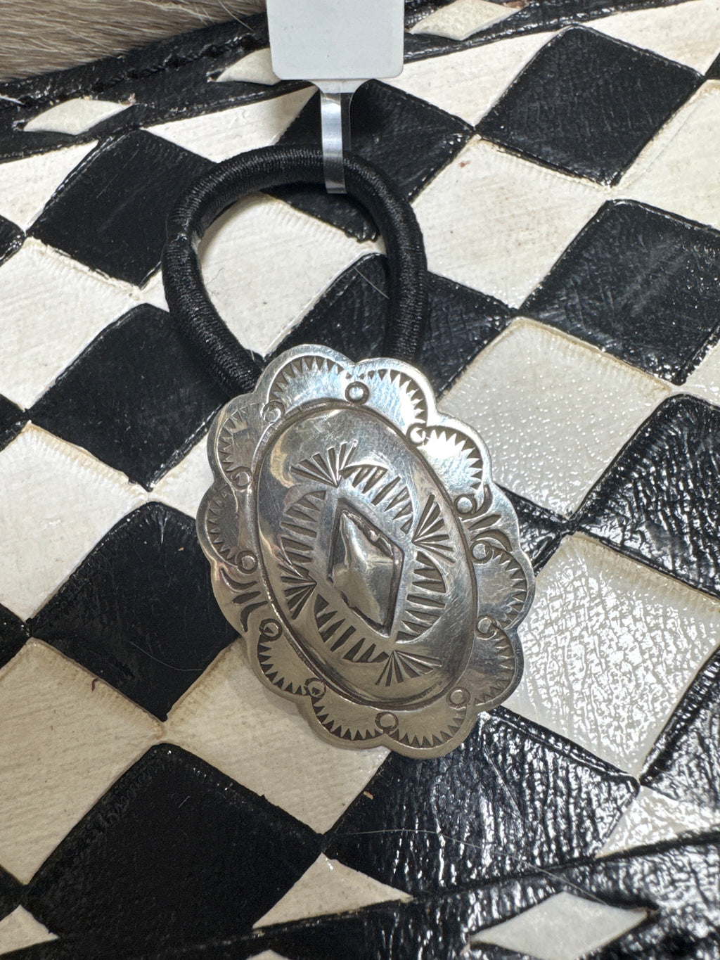 Stamped Flower Concho Hair Tie by Bertha Begay