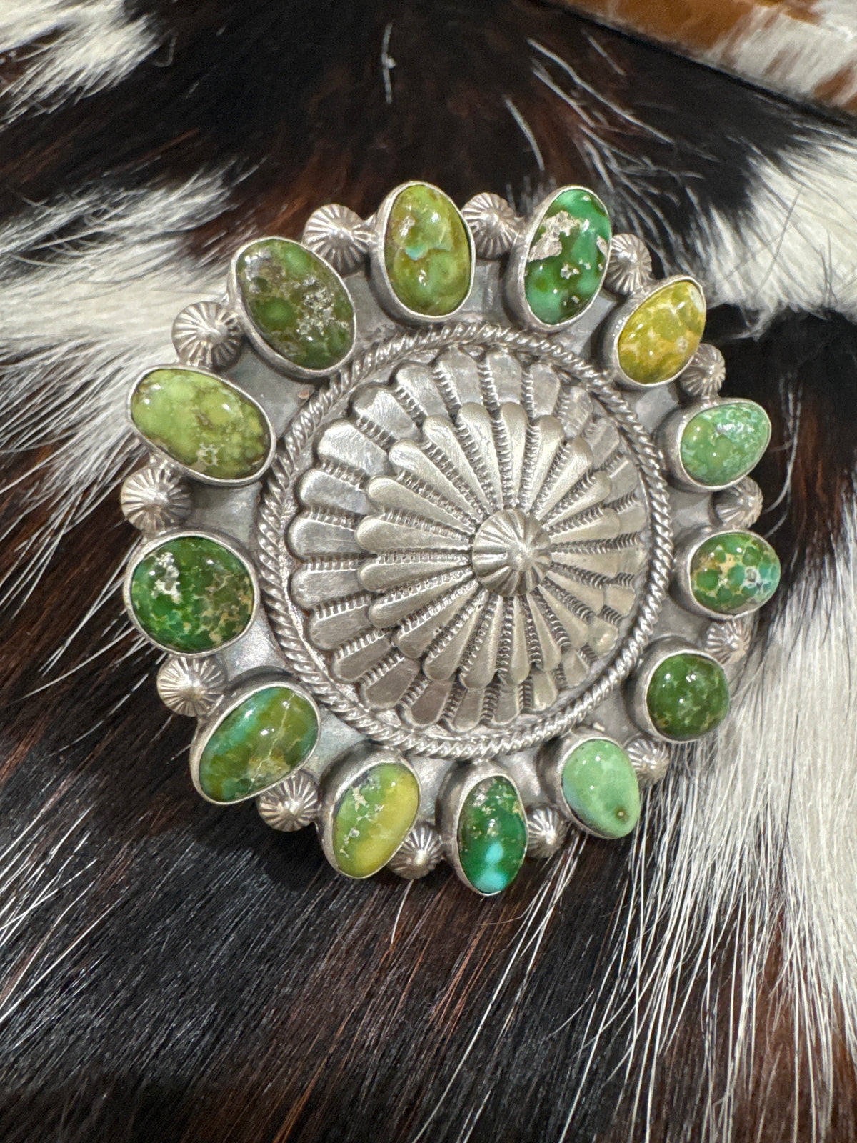 Sterling Silver Sonoran Gold Concho Adjustable Ring by Tom Lewis