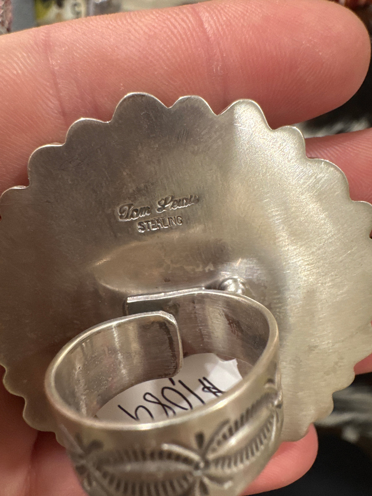 Sterling Silver Sonoran Gold Concho Adjustable Ring by Tom Lewis