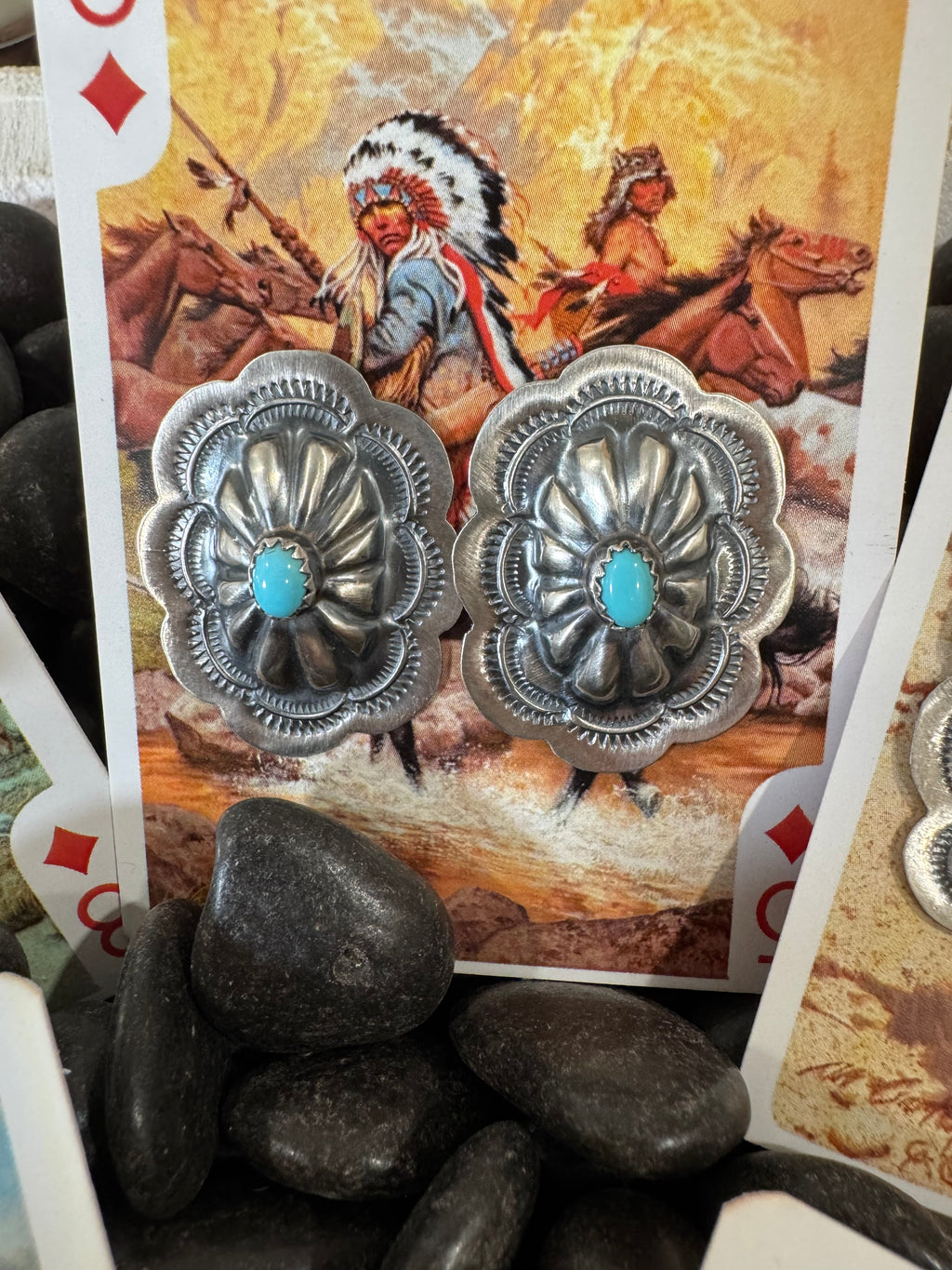 Sterling Silver Concho Earrings by Lavina Benally