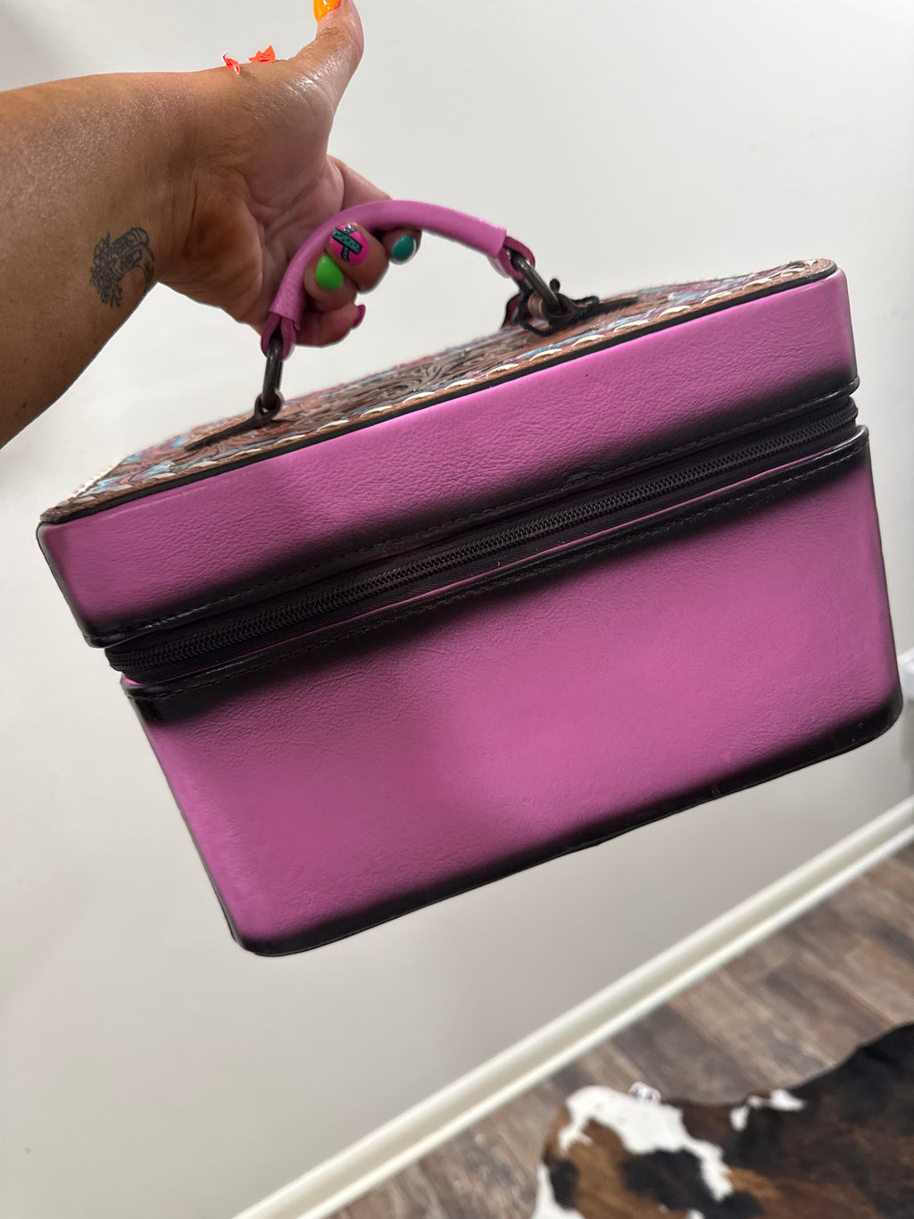 Genuine Leather Tooled Jewelry Case