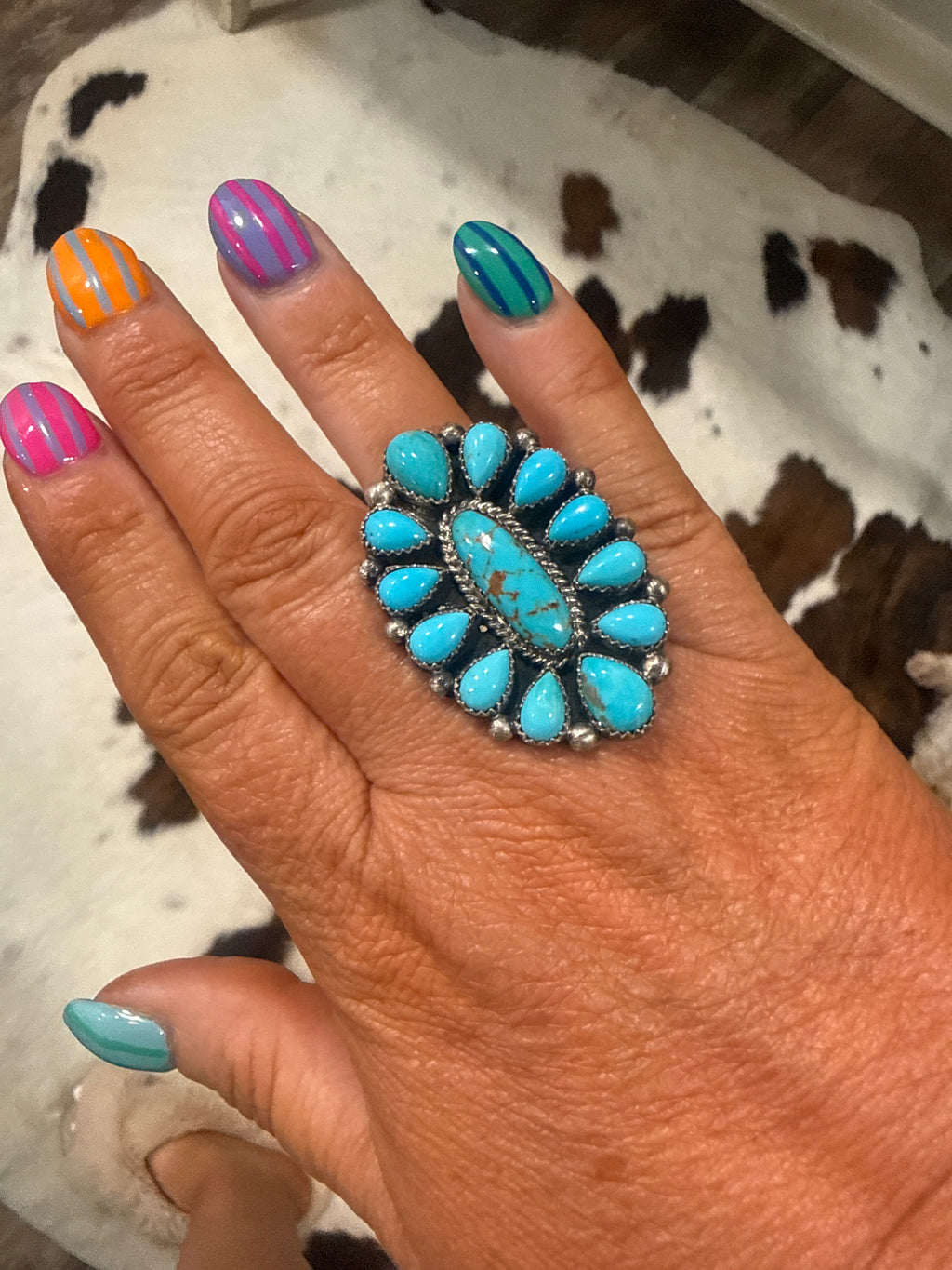 Kingman Cluster Adjustable Ring- Stamped MJ