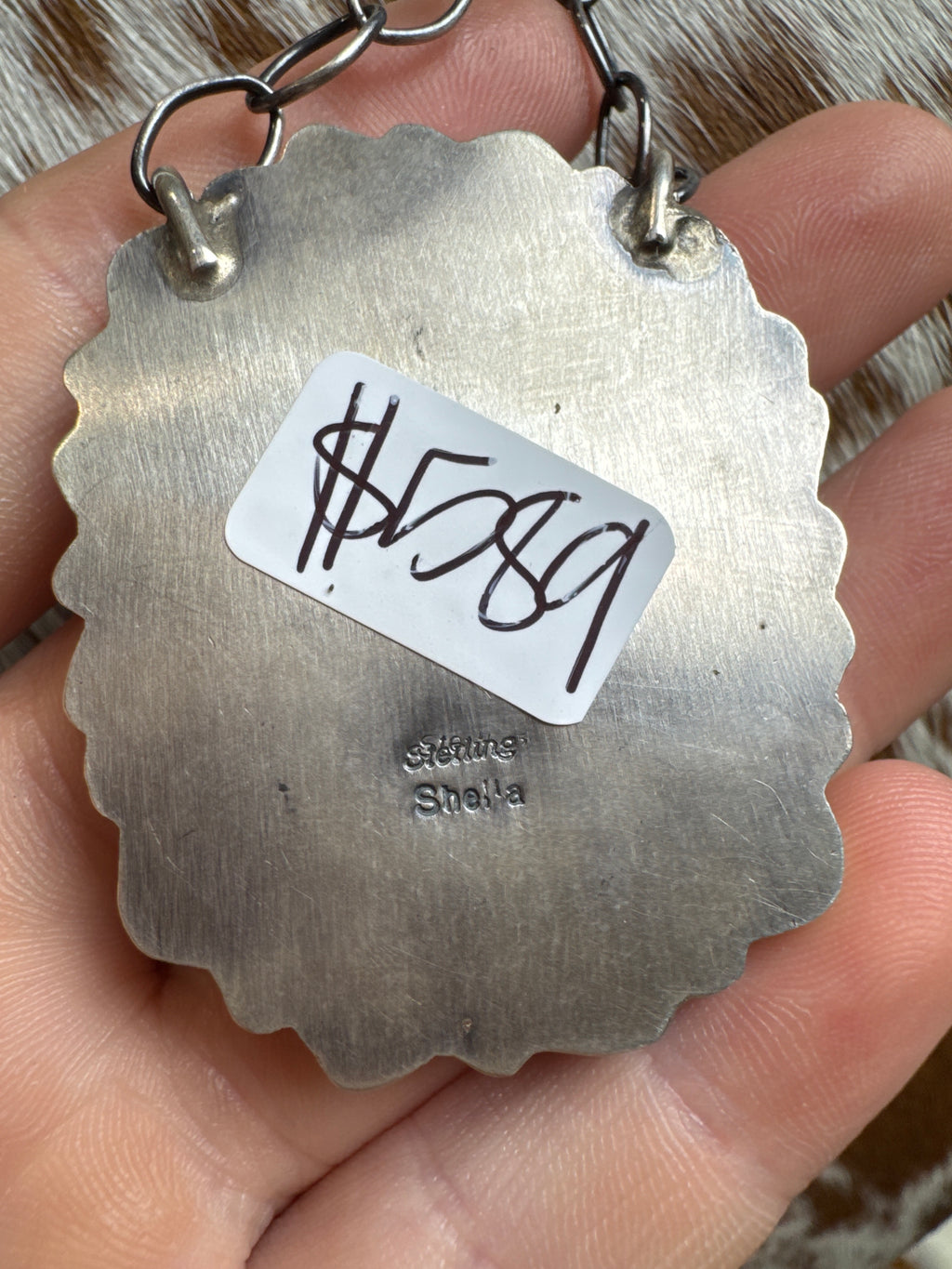 Sterling Silver Kingman Cluster Necklace- Stamped Sheila