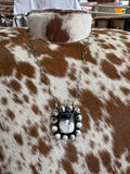 White Buffalo Cluster Necklace Stamped Travis J.