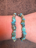 Turquoise Nugget and Chip Stretch Bracelet- Non- Native