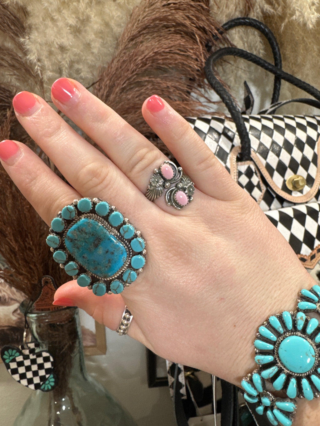 Pink Conch Adjustable Ring
