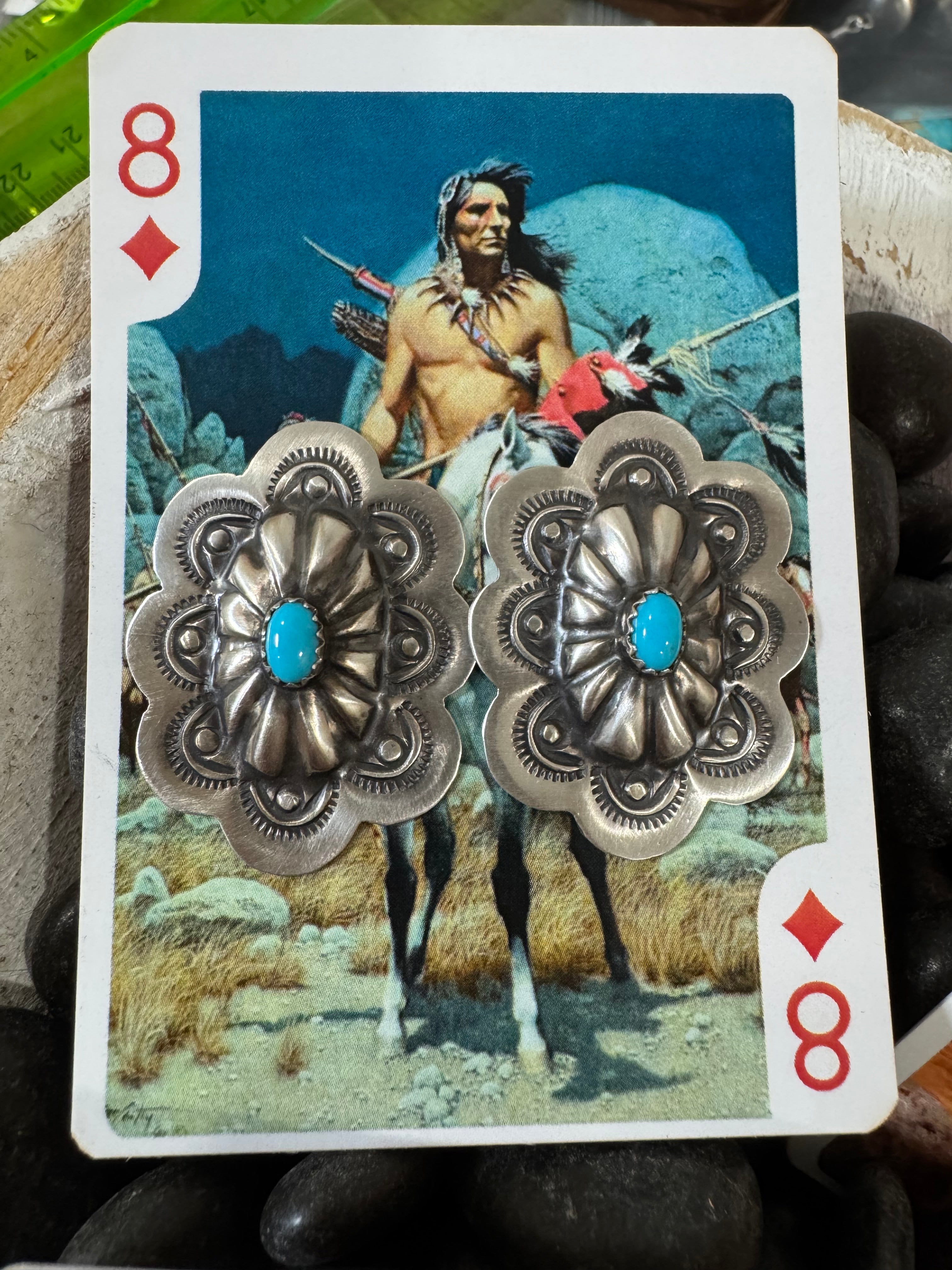 Sterling Silver Concho Earrings by Lavina Benally