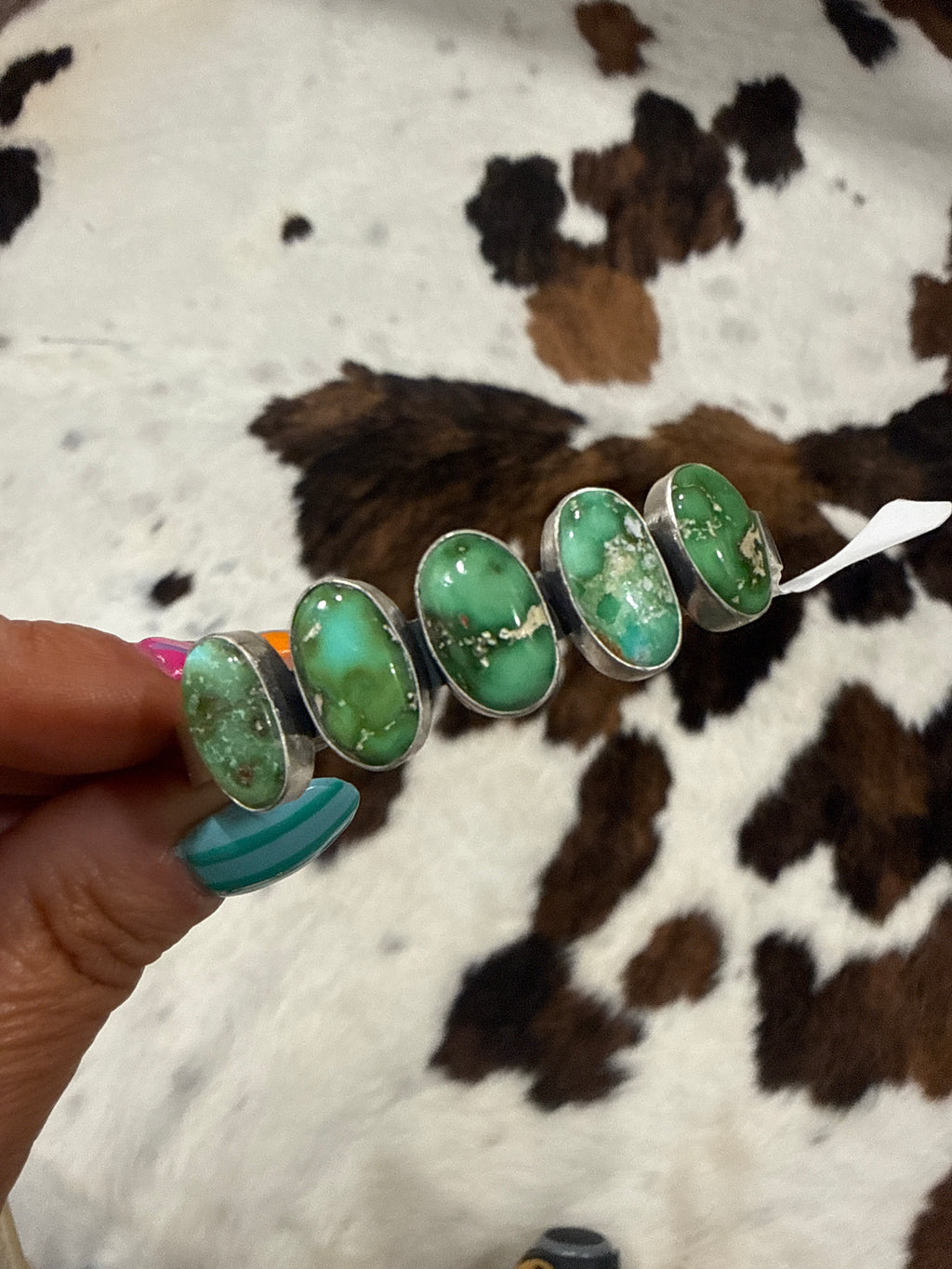 5 Stoned Sonoran Gold Cuff- Stamped by Artist