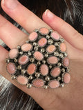 Sterling Silver Pink Conch Cluster Heart Ring- Stamped J