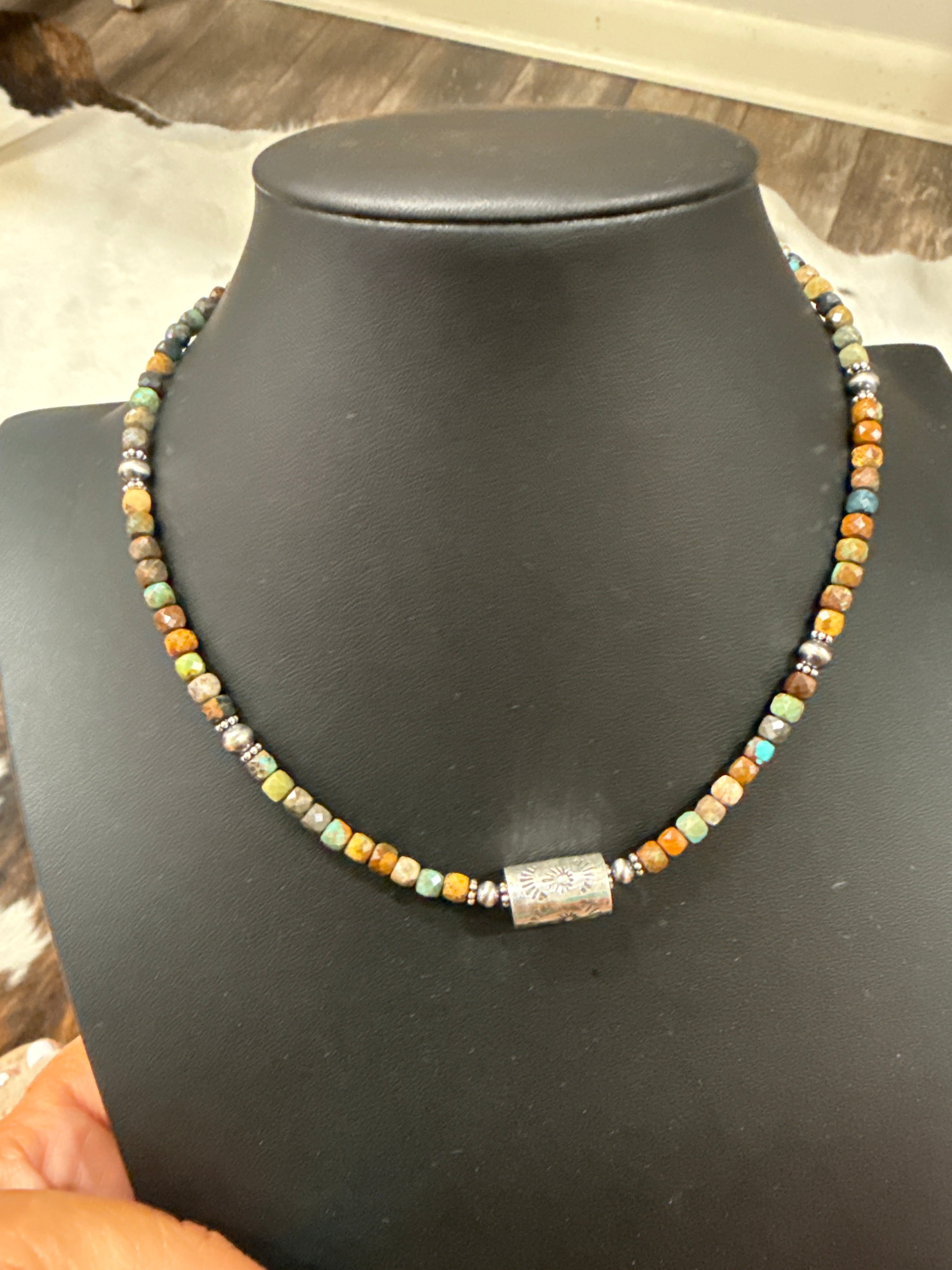 Sterling Silver Barrel Beaded Necklace *Non-Native