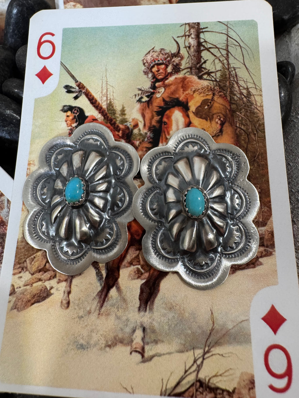 Sterling Silver Concho Earrings by Lavina Benally