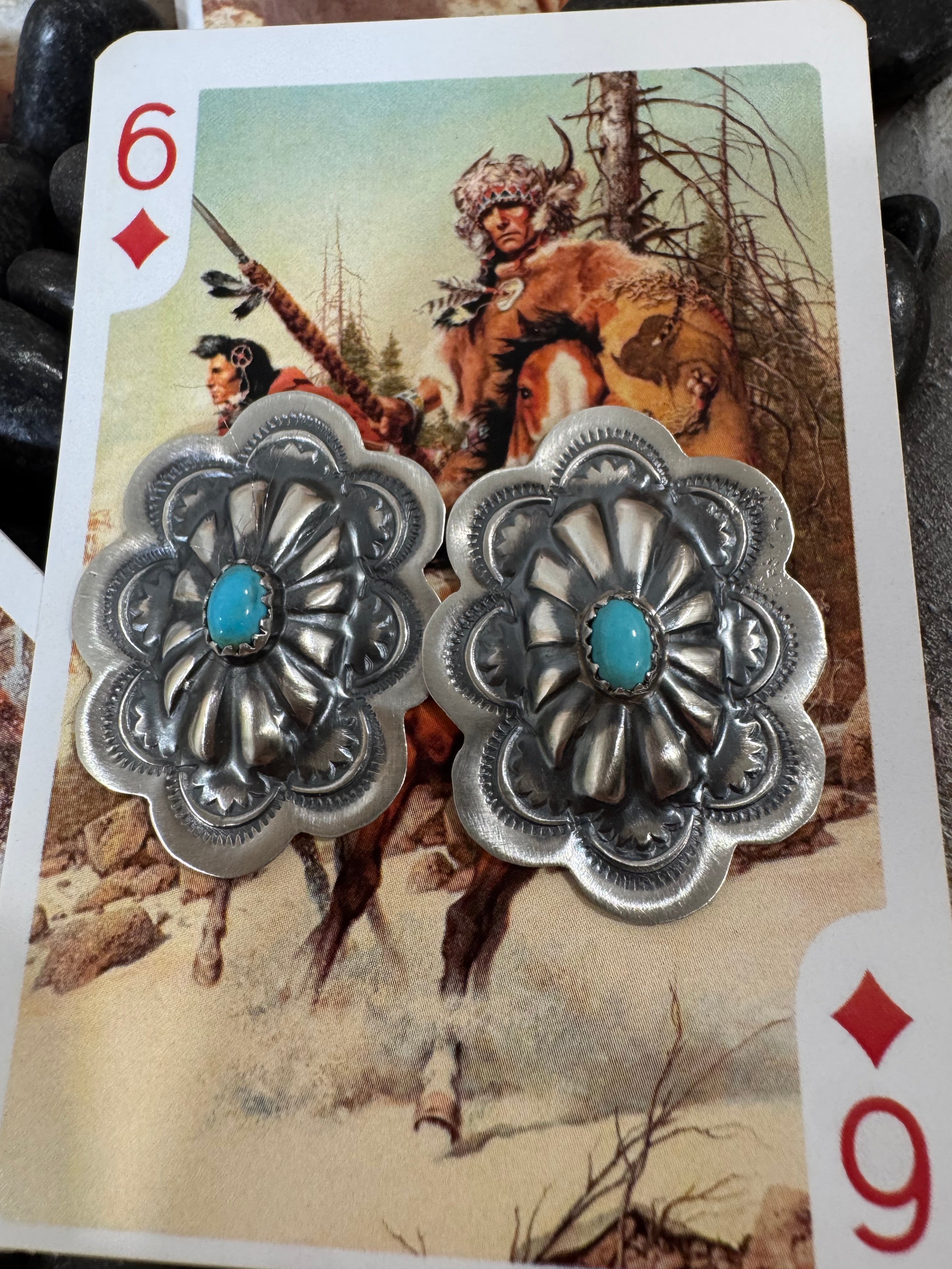 Sterling Silver Concho Earrings by Lavina Benally