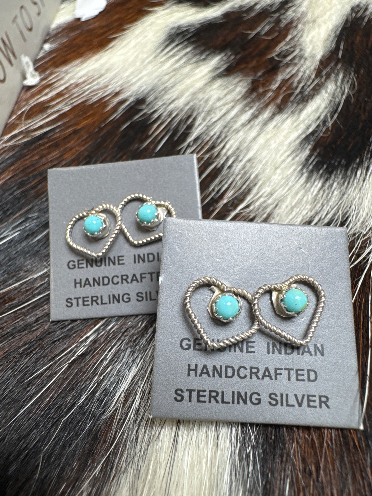 Native Made Turquoise Heart Earrings