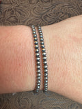 3MM Sterling Silver Pearl Stretch Bracelet- Non-Native
