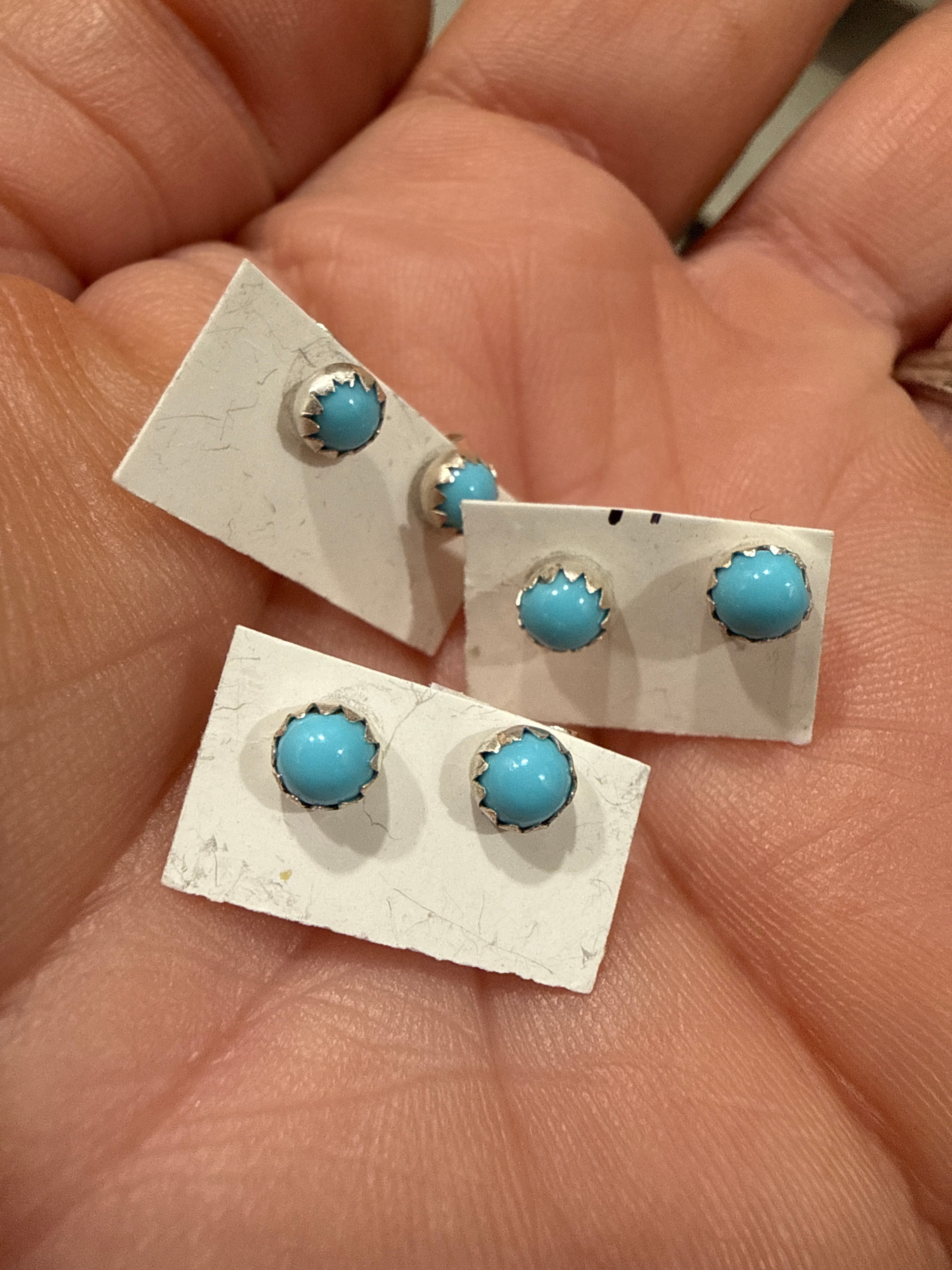 Zuni Made Sterling Silver Tiny Studs