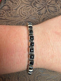 14 Stoned Black Onyx Cuff stamped S. Tso