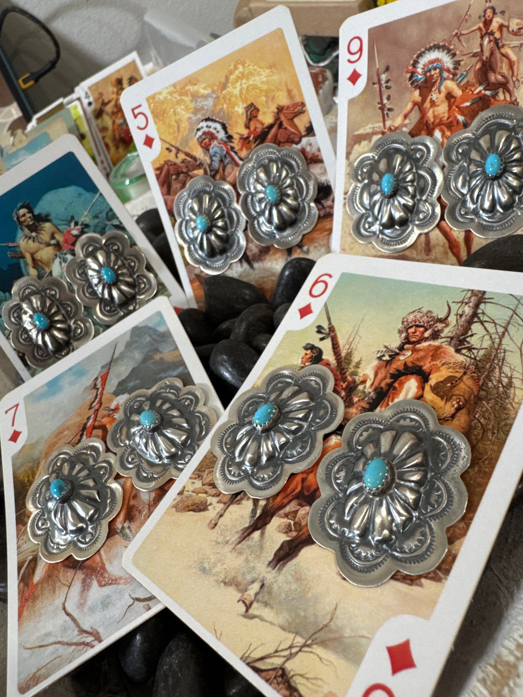 Sterling Silver Concho Earrings by Lavina Benally