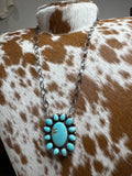 Sterling Silver Kingman Cluster Necklace- Stamped Sheila