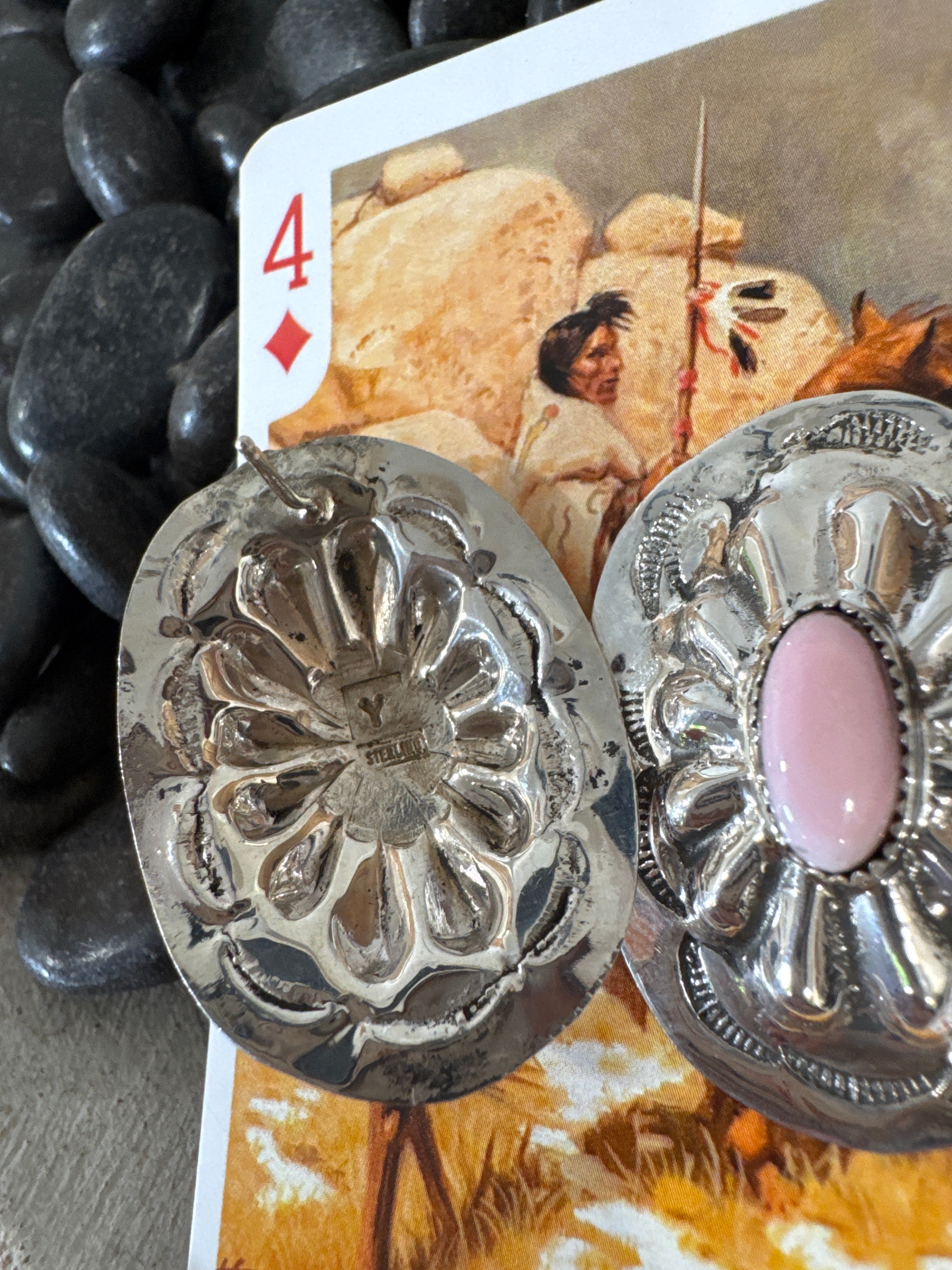 Pink Conch Concho Earrings- Stamped Y