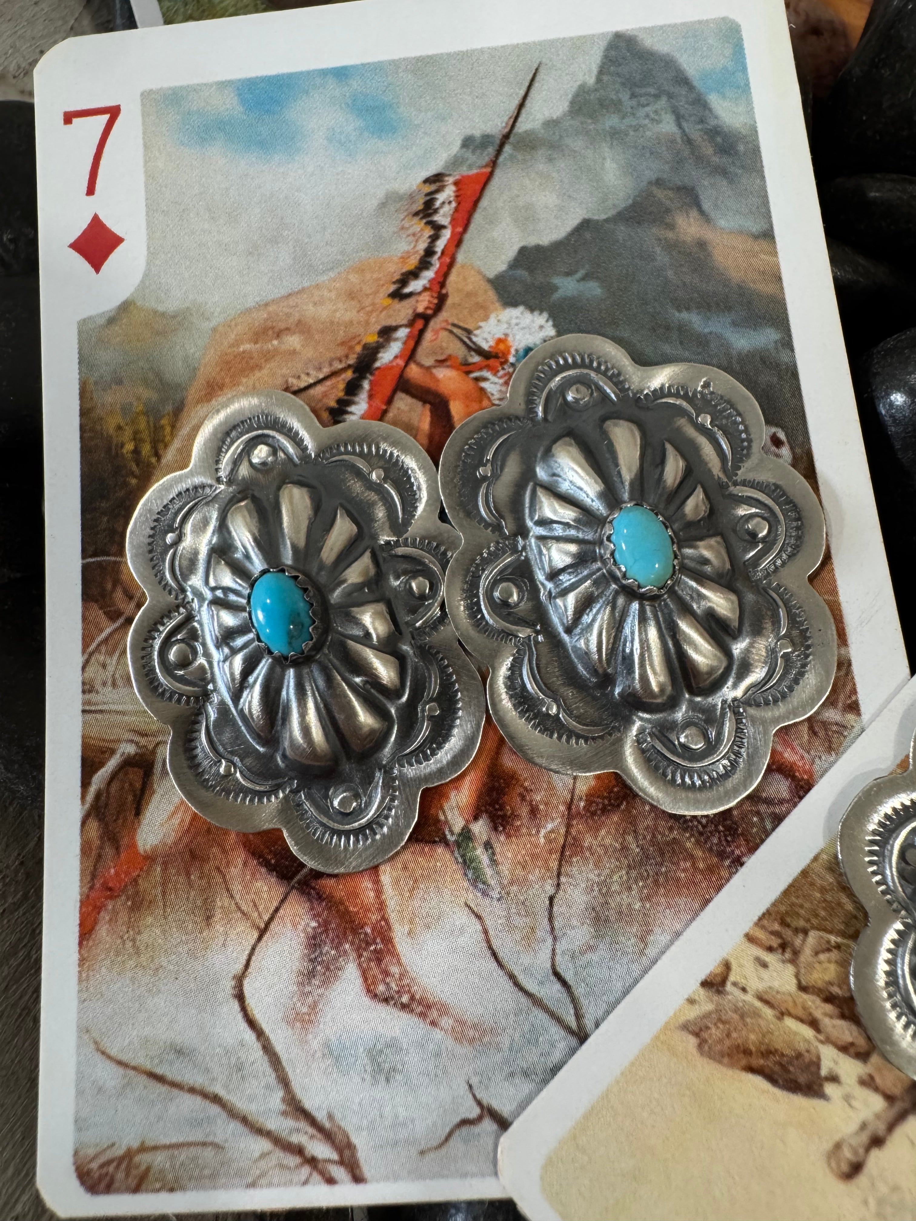 Sterling Silver Concho Earrings by Lavina Benally