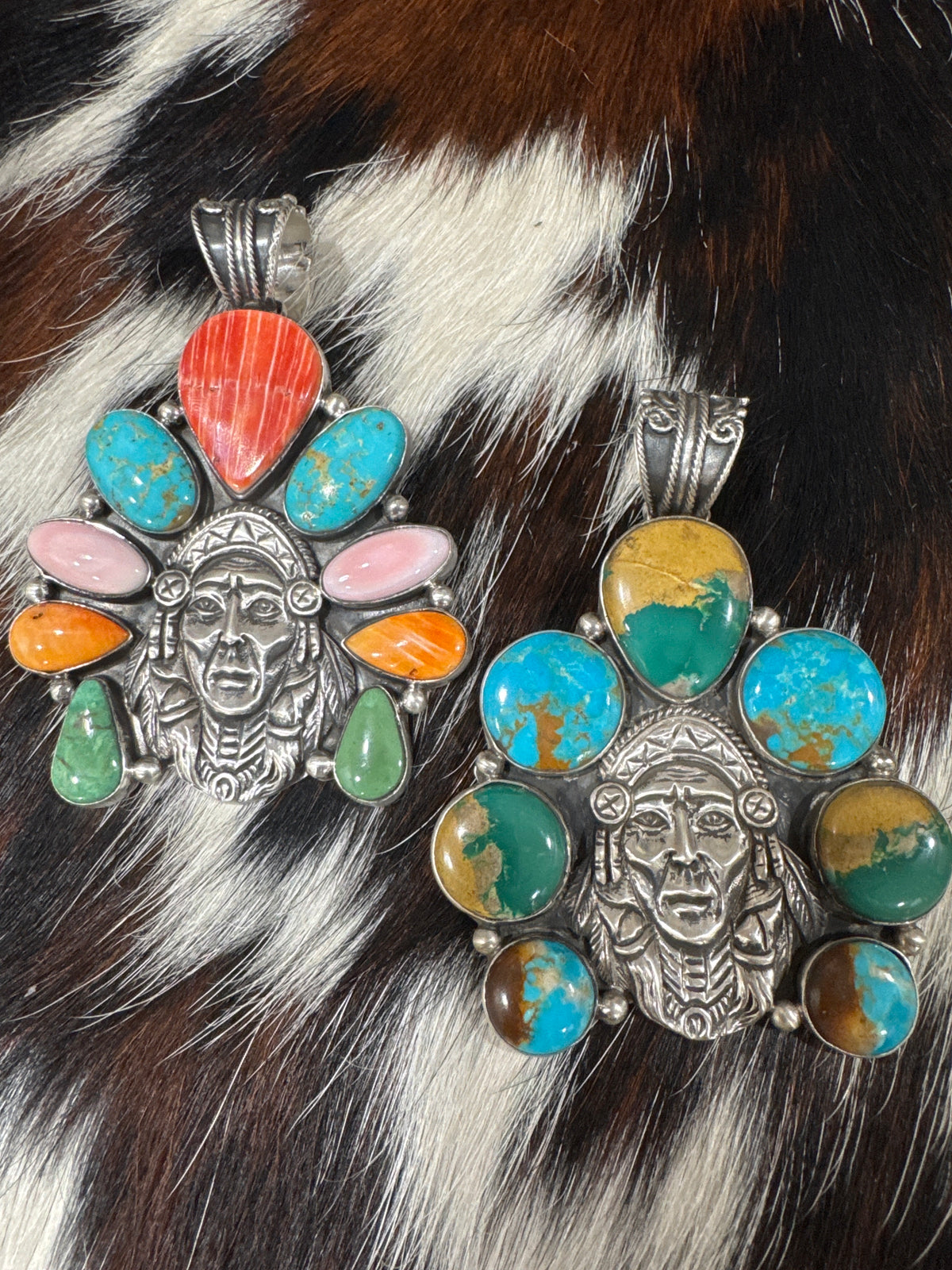 Sterling Silver Native American Chief Pendant by Russel Sam