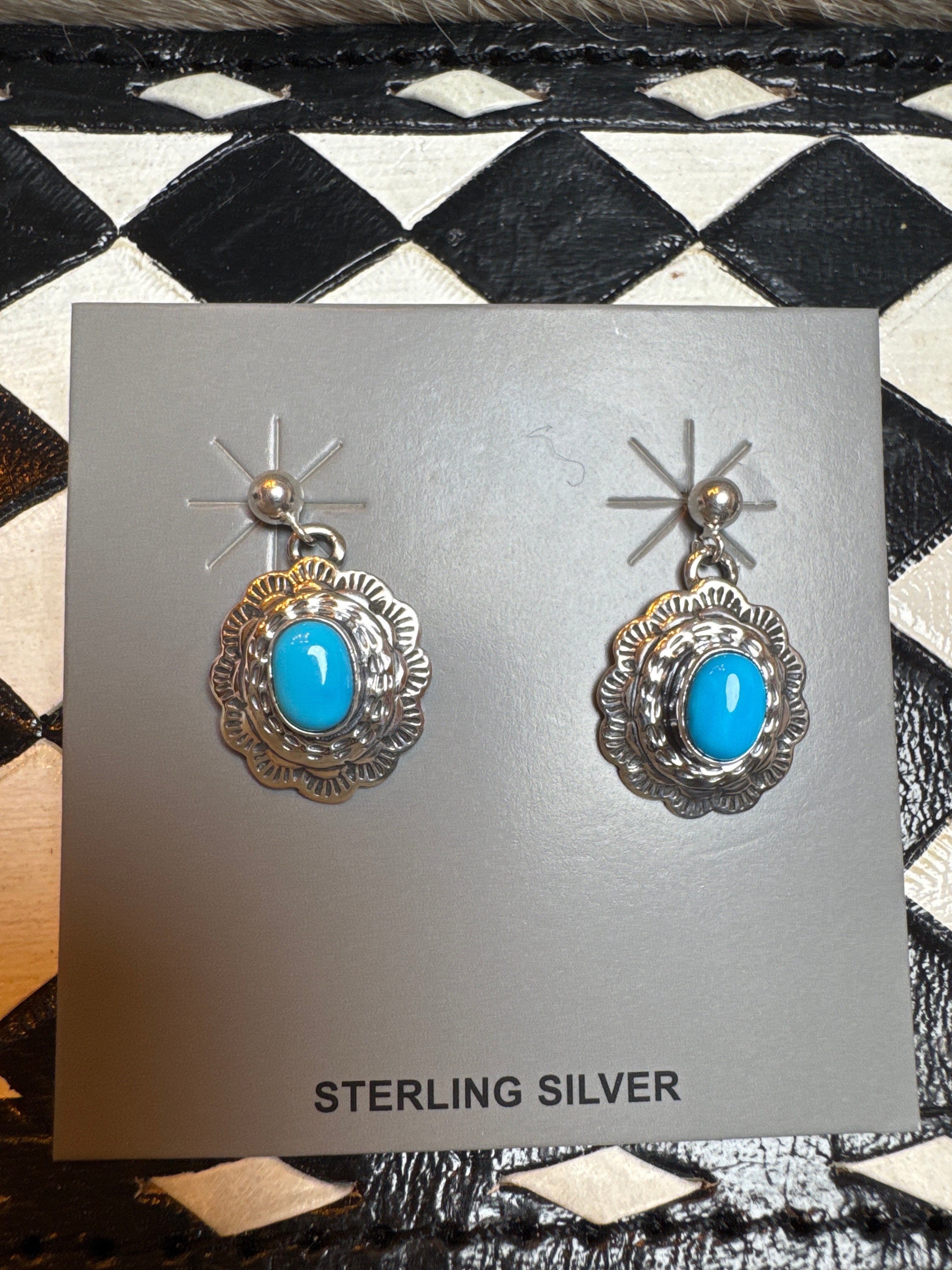 Allen Lee Dainty Concho Dangle Sleeping Beauty Earrings