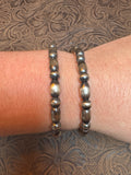 5MM sterling Silver Pearl and Torpedo Stretch Bracelet- Non- Native