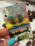 Green Kingman Studs by Judith Dixon