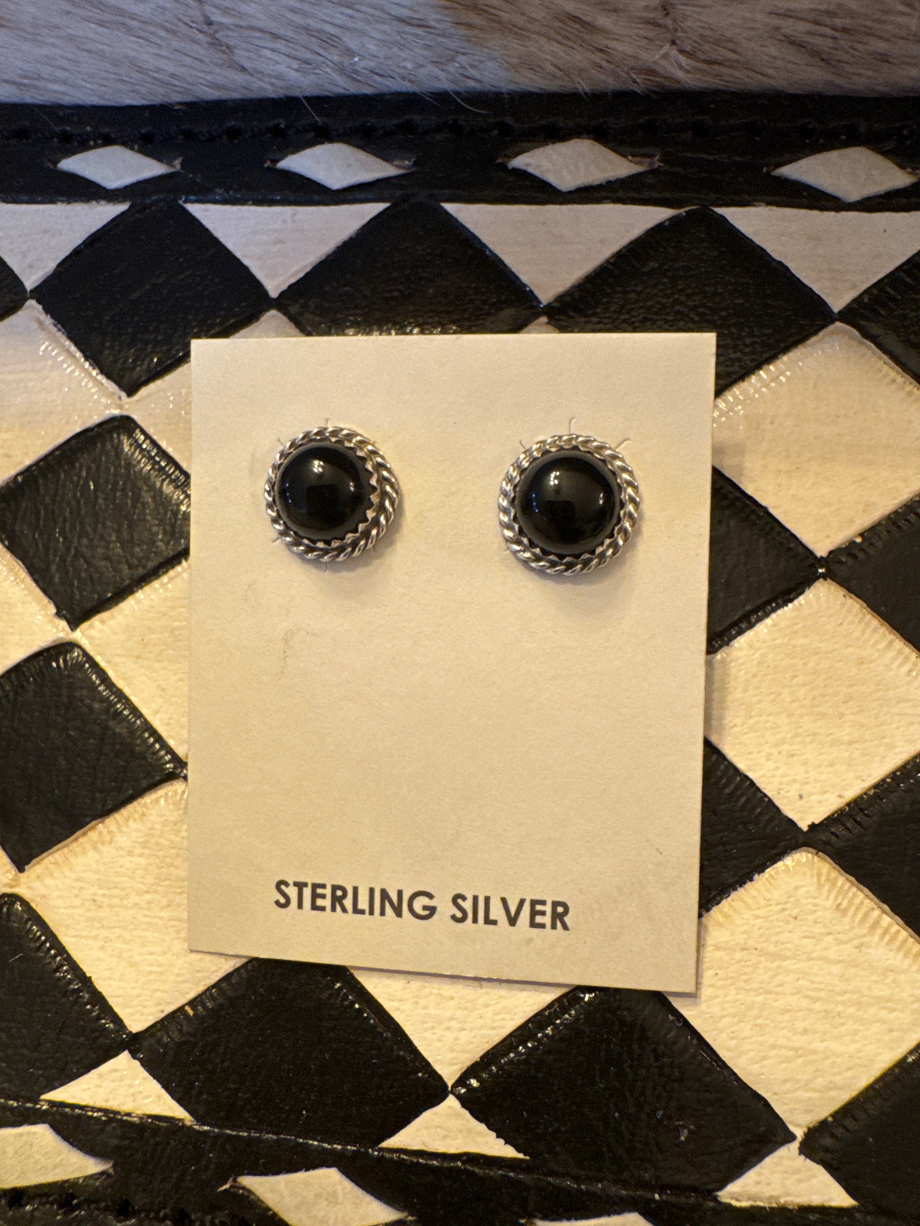 Esther White Black Onyx Studs