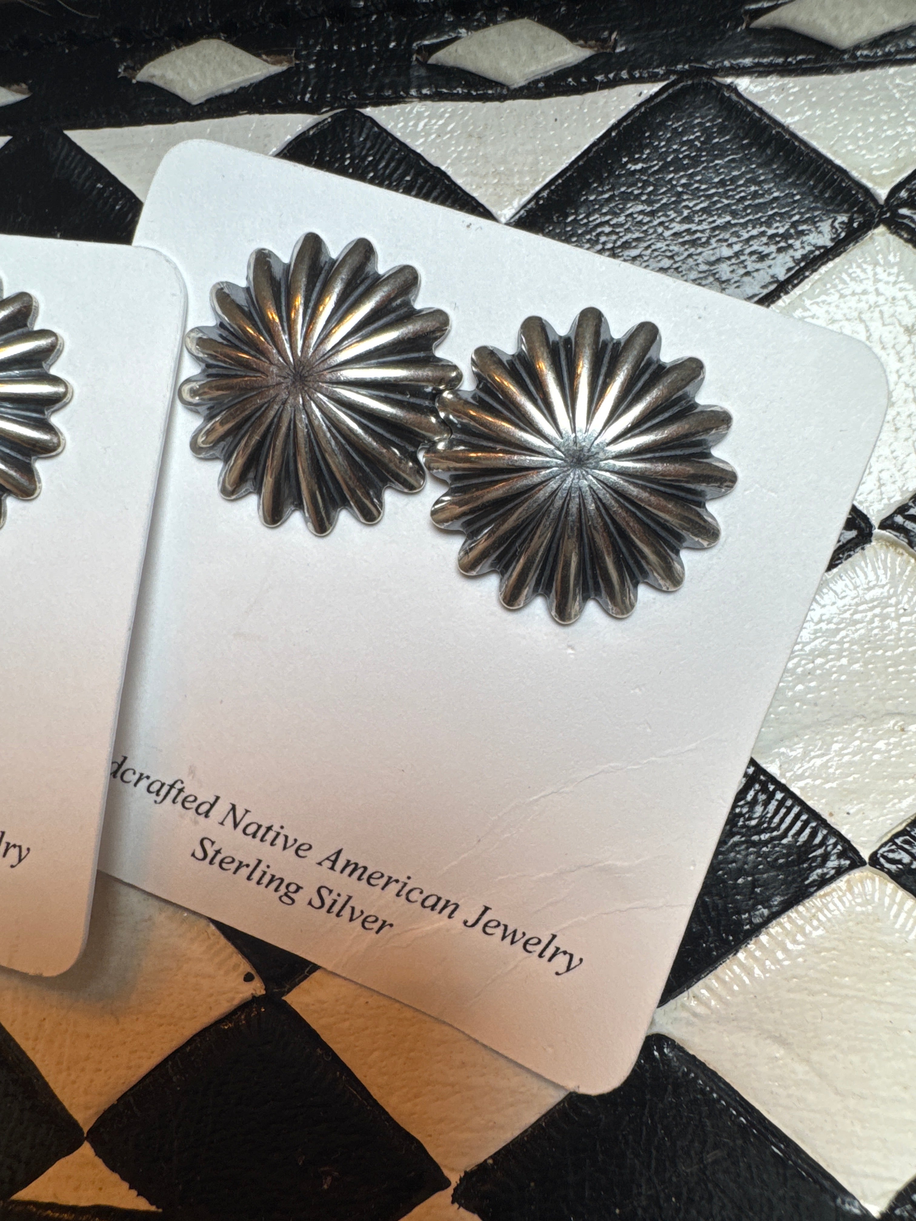 Sterling Silver Concho Earring Studs