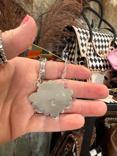 Arlene Lewis Pink Conch Half Cluster Necklace