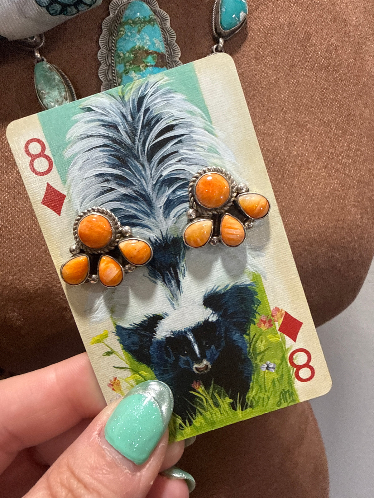 Sterling Silver Orange Spiny Cluster Earrings- Stamped E