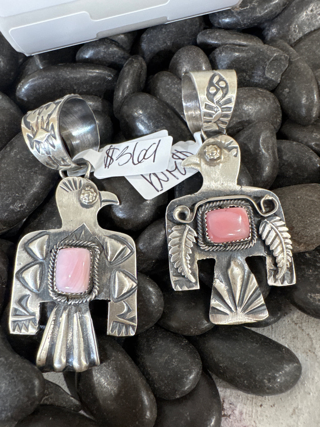 Pink Conch Thunderbird Pendant by Richard Yazzie