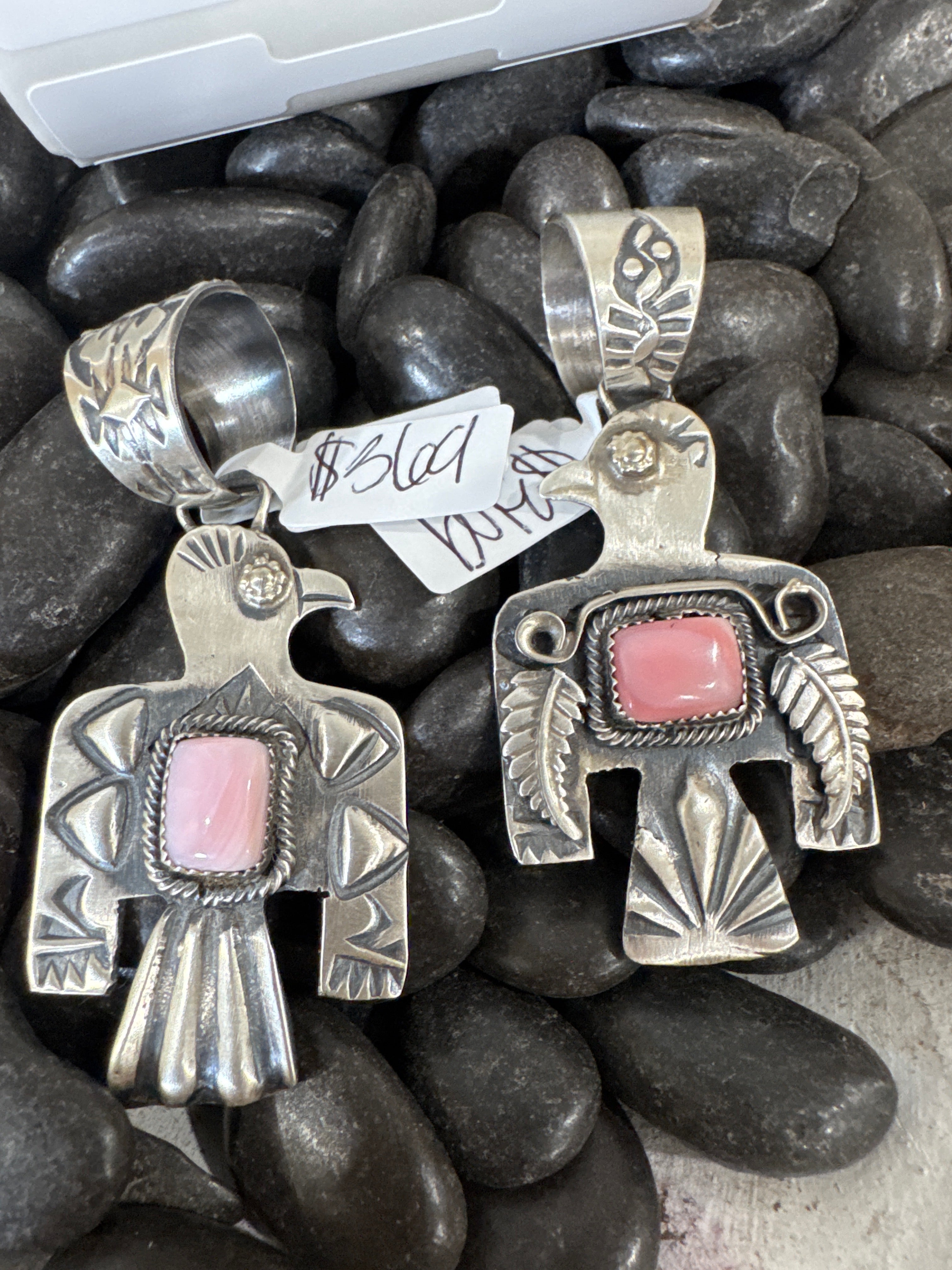 Pink Conch Thunderbird Pendant by Richard Yazzie