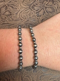 3MM and 5MM Sterling Silver Pearl Stretch Bracelet- Non-Native