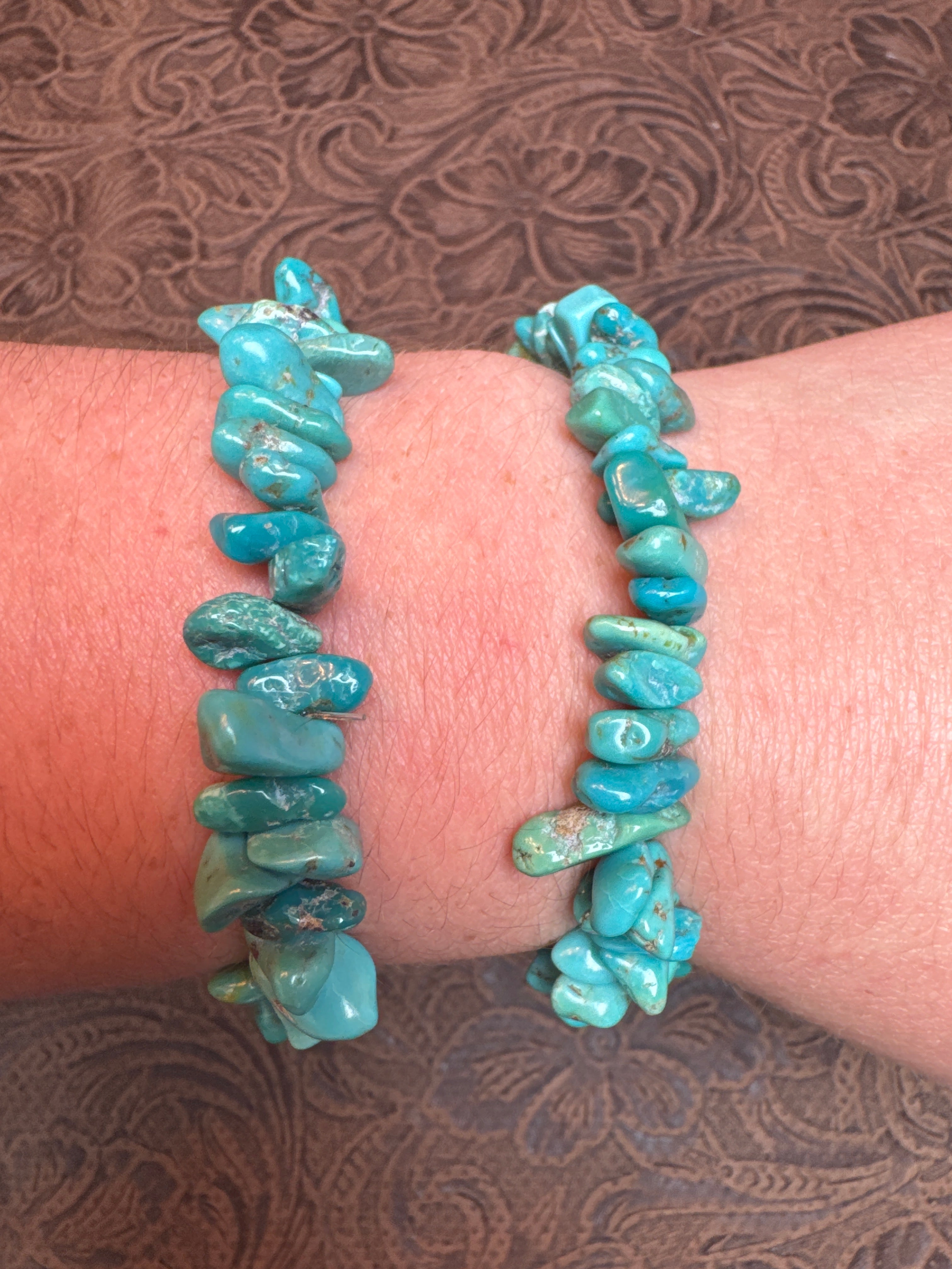 Kingman Turquoise Chip Stretch Bracelet- Non- Native