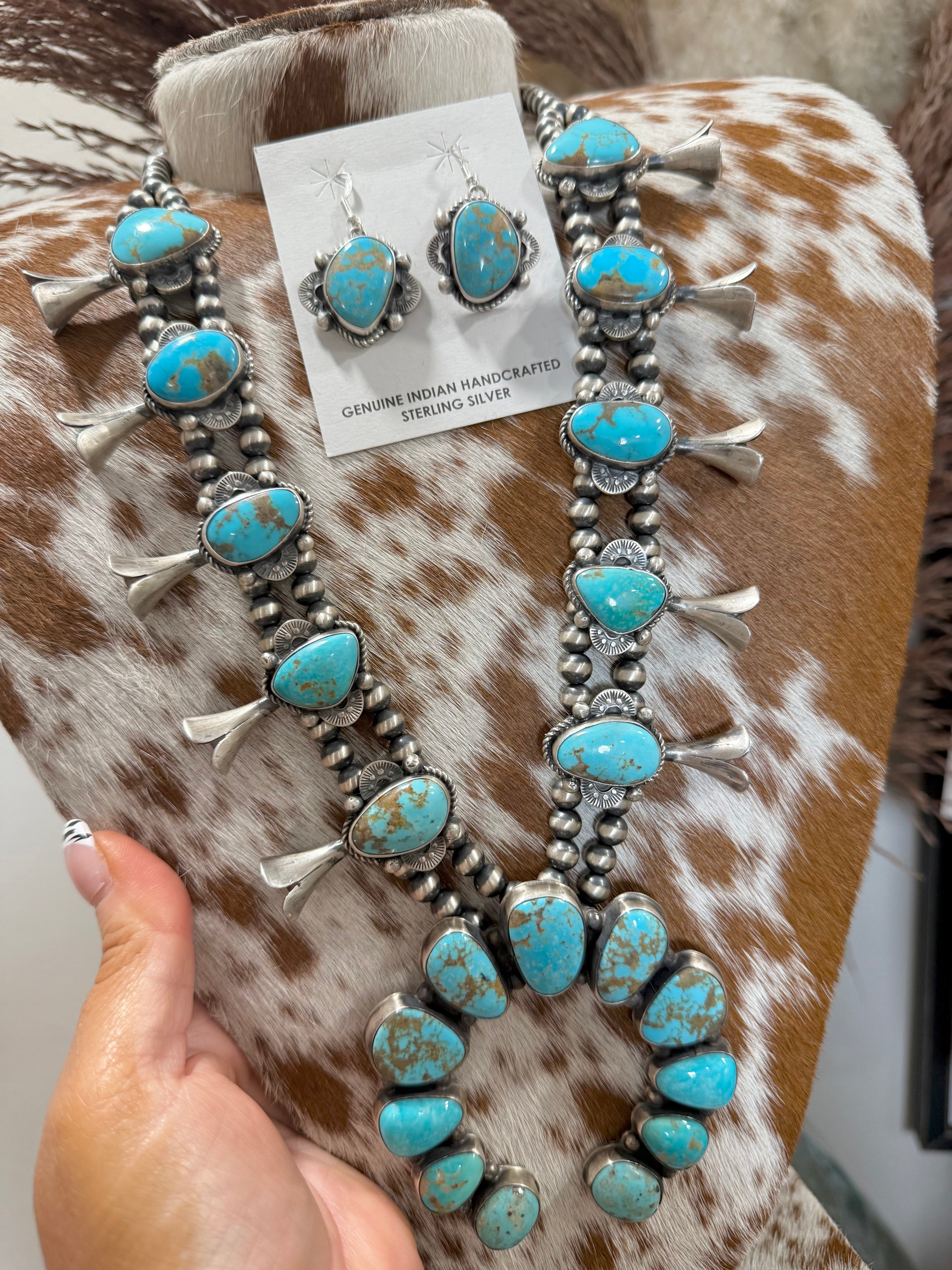 John Skeets Sterling Silver #8 Statement Necklace with earrings