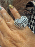 Sterling Silver Bubble Heart Ring (Non Native)